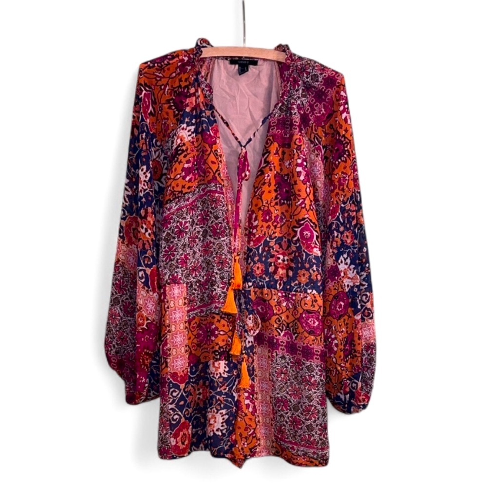 Forever 21 Bohemian patchwork festival Romper with tassel detail